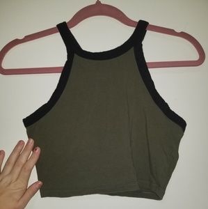 Green halter crop top
